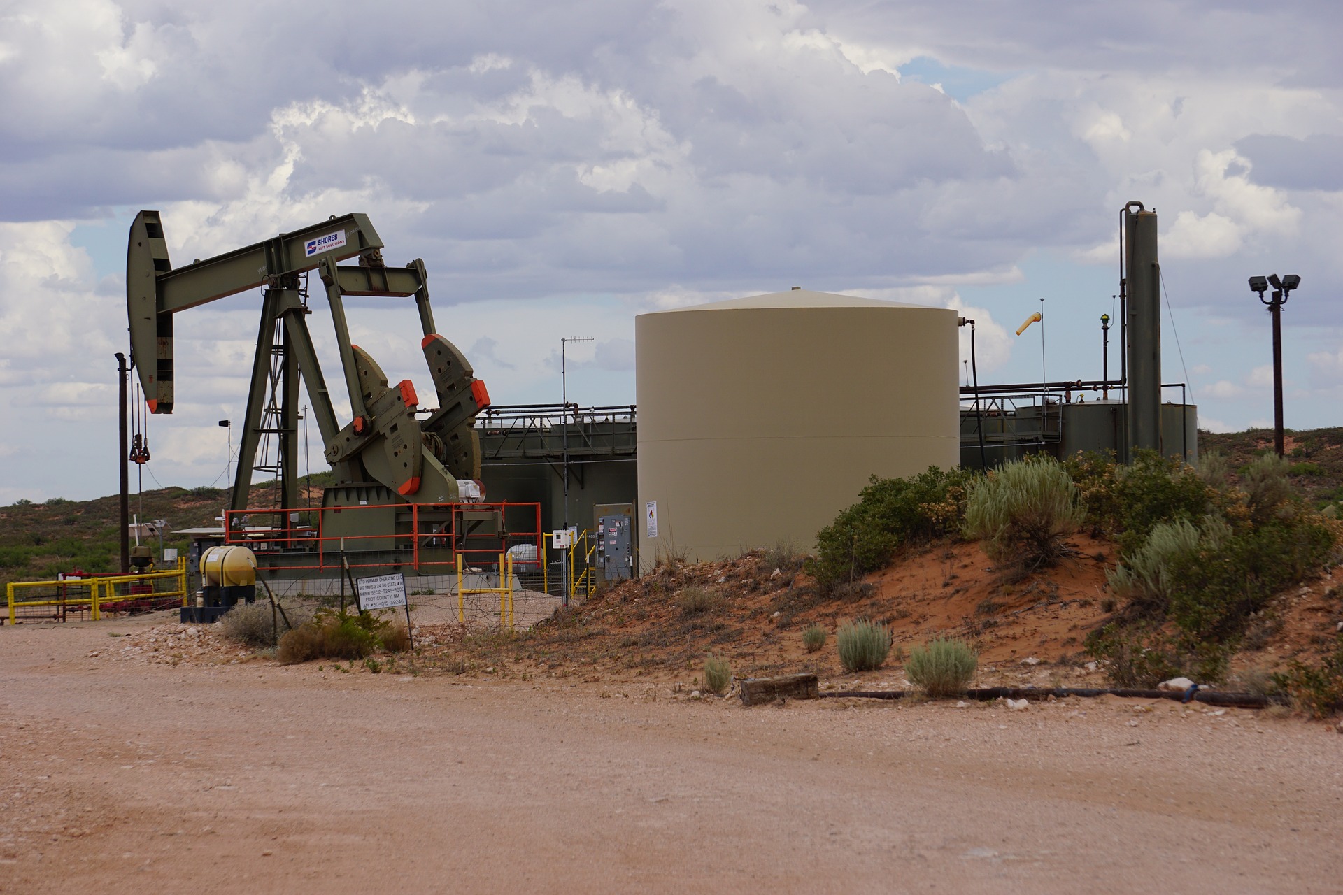 Texas Oil Well on a cloudy day. 